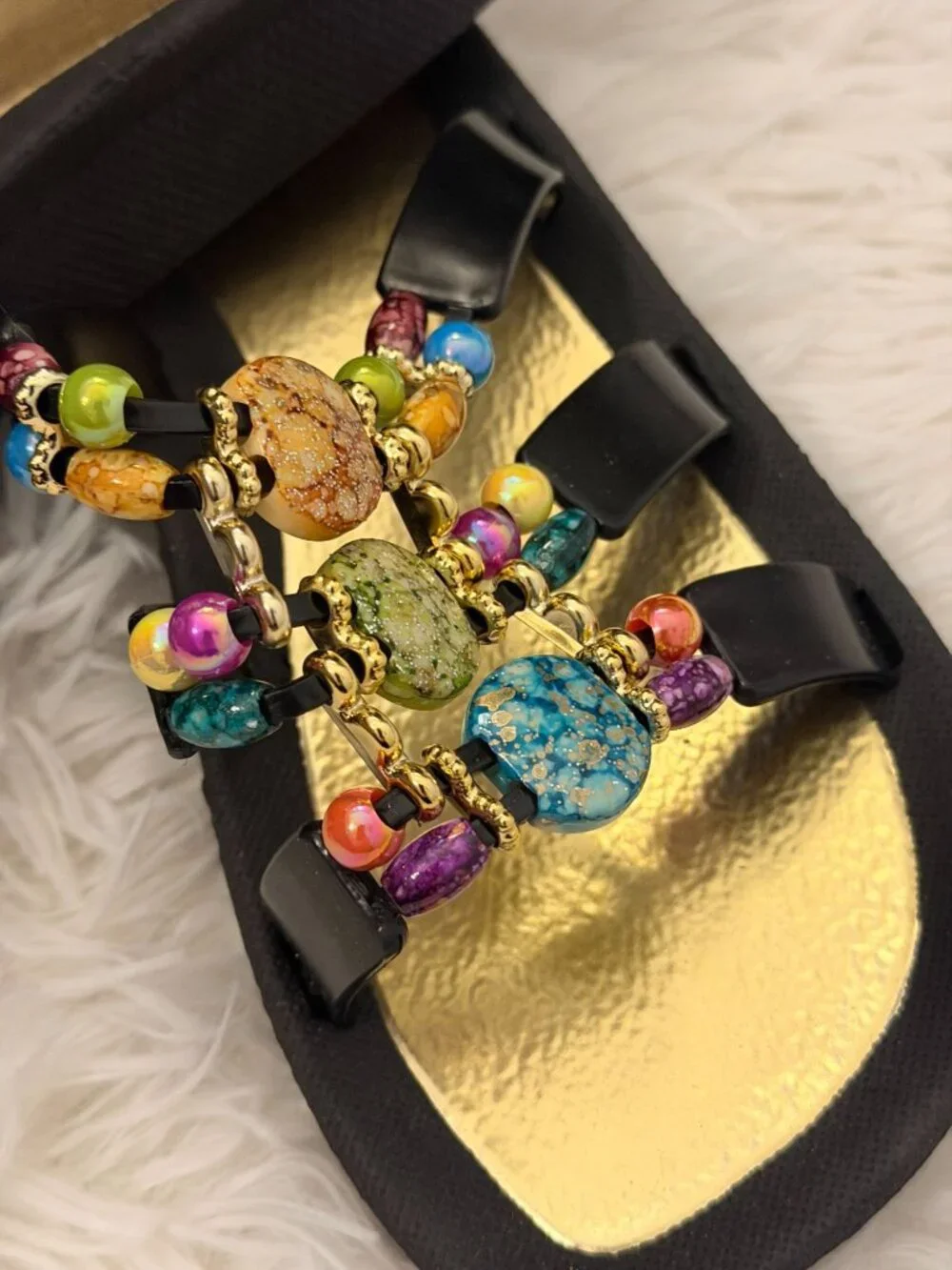 Grandco Mystical Slide Womens Jeweled Beaded Sandal Size 8 - Picture 2 of 7